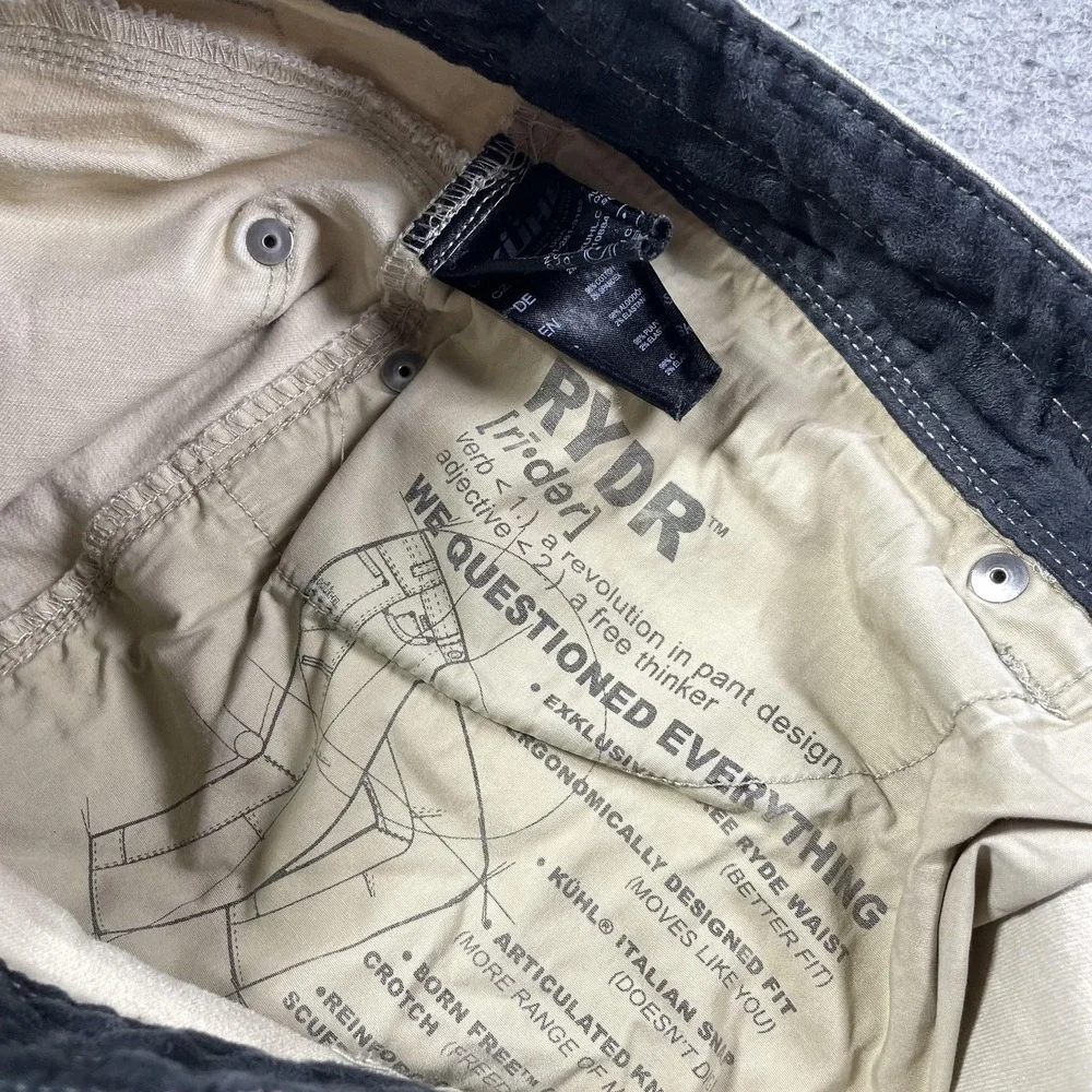 Kuhl Rydr Pants Mens 36x31 Beige Canvas Relaxed Fit Workwear Heavily Distressed